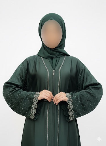 Beaded Zip-Up Abaya