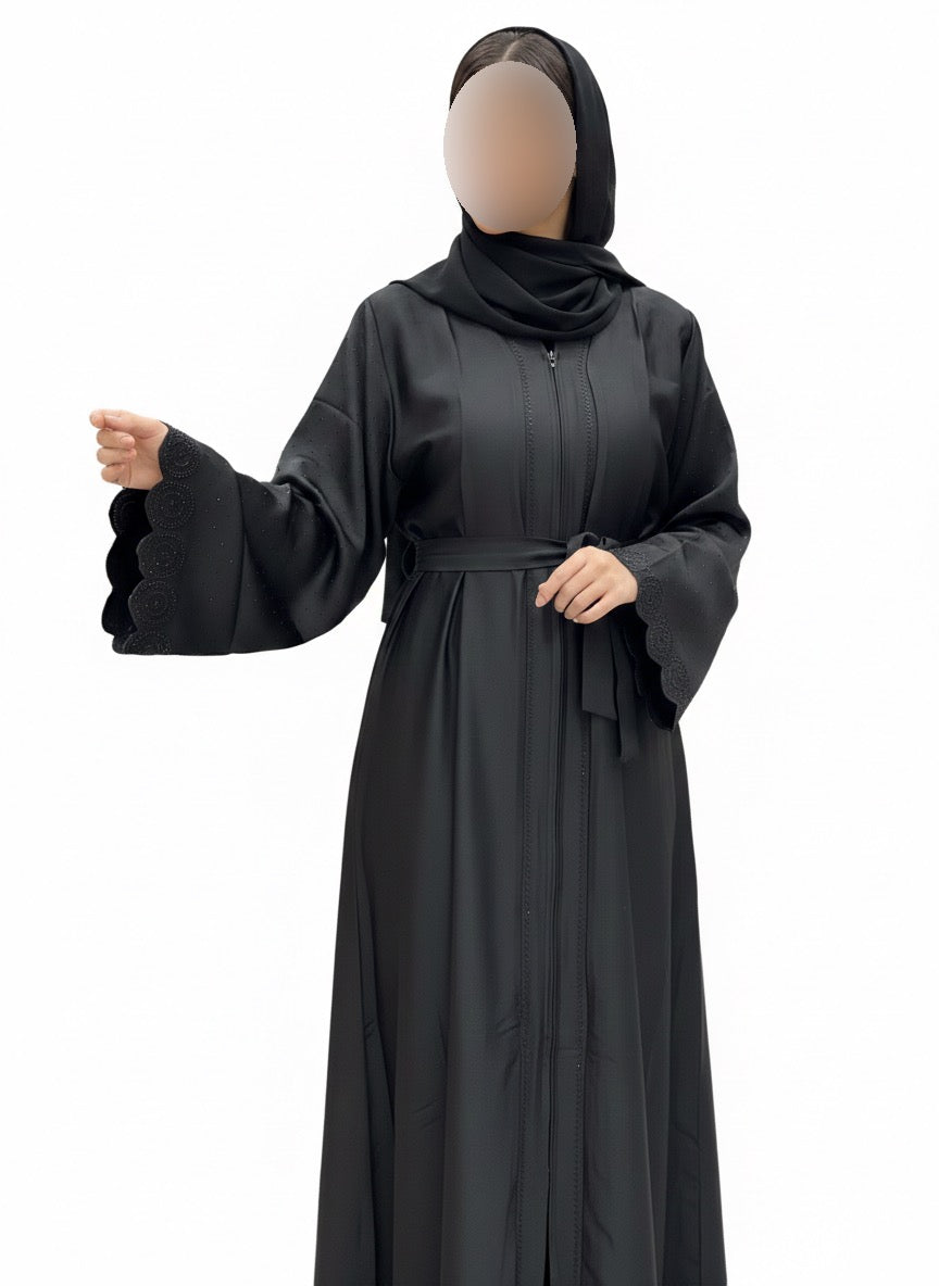 Beaded Zip-Up Abaya
