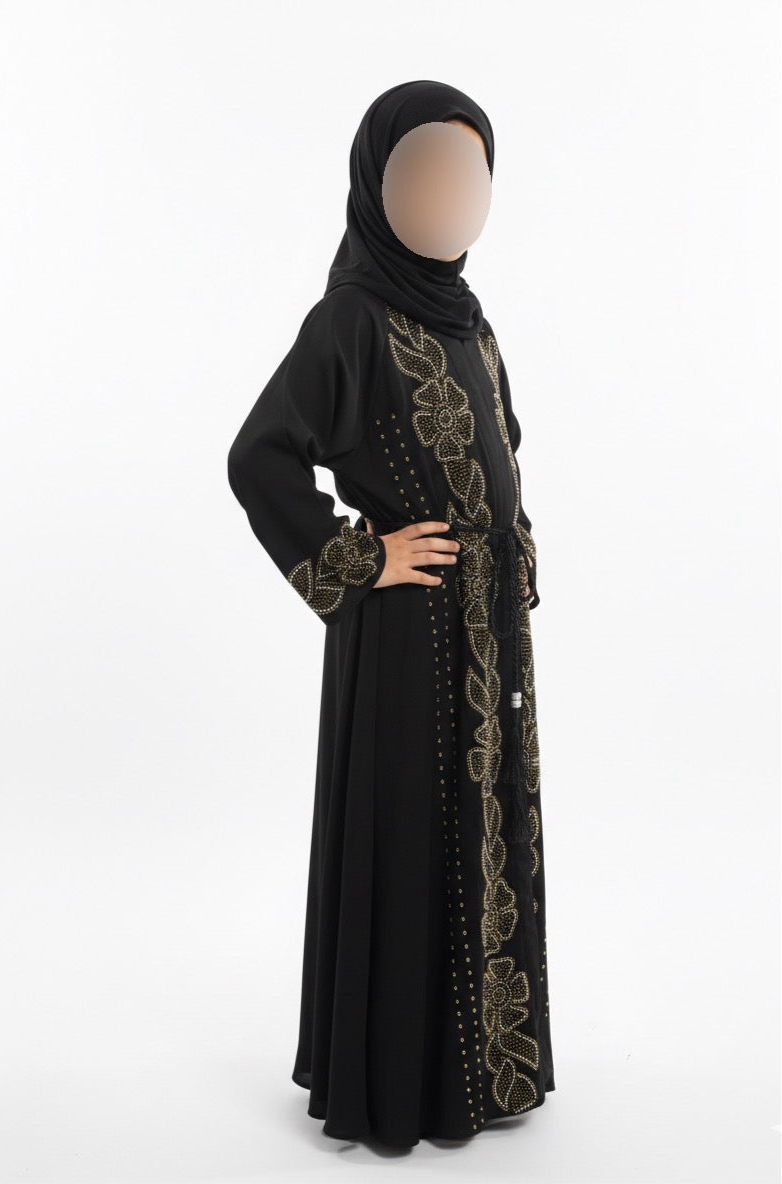 🖤 Black Bloom Girls Abaya