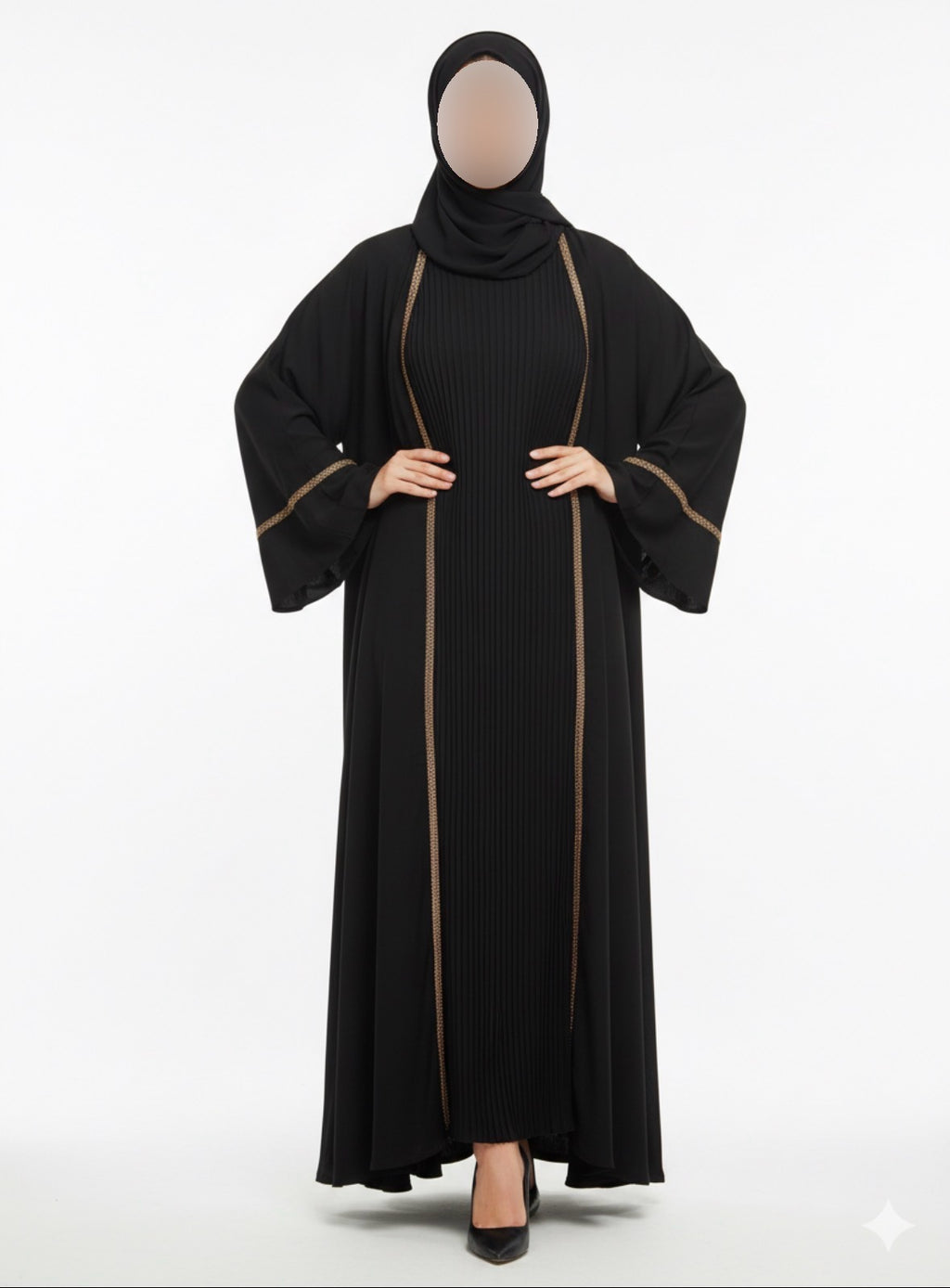 Two-Piece Elegance Abaya Set – Inner & Flowing Outer