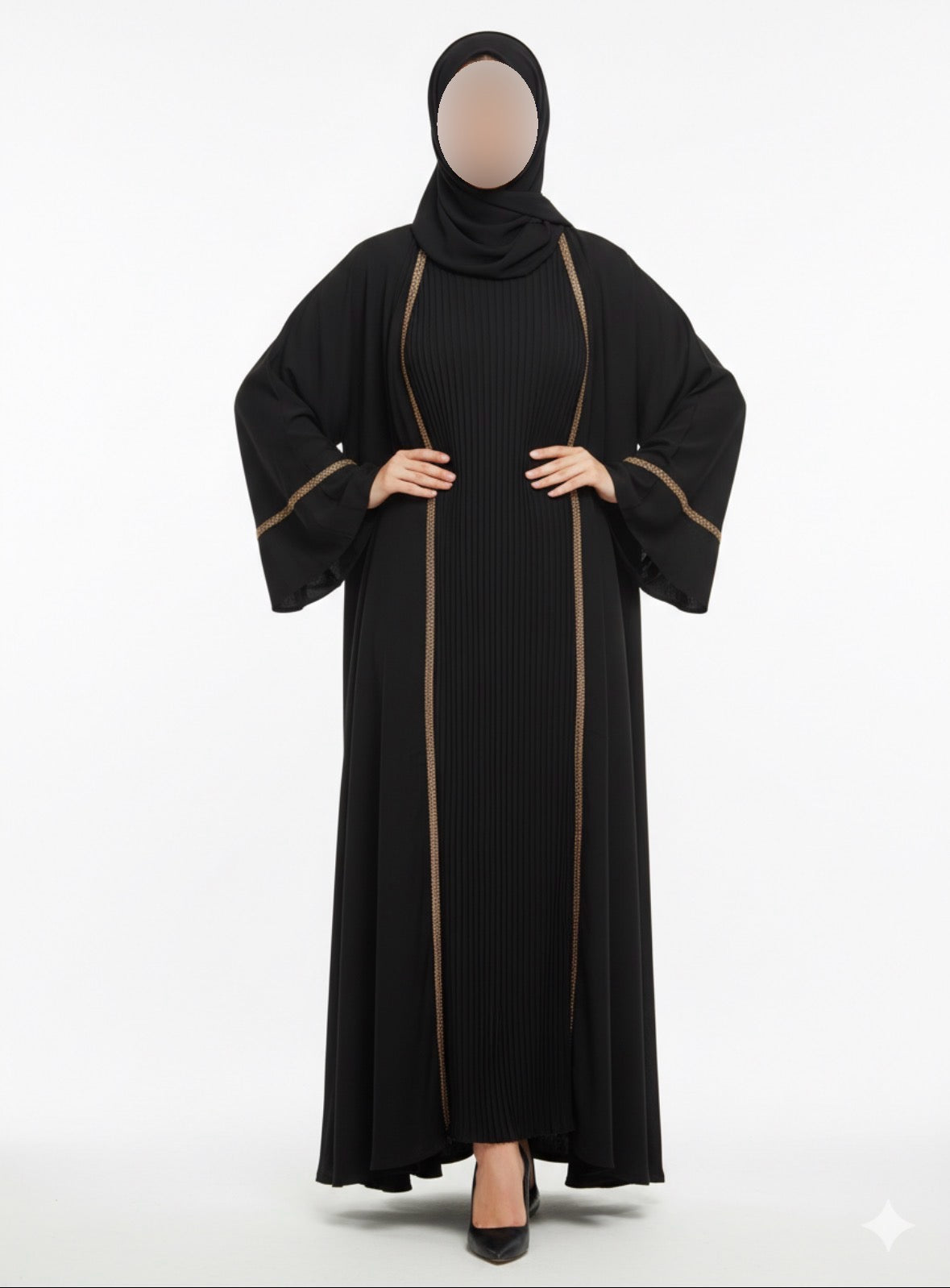 Two-Piece Elegance Abaya Set – Inner & Flowing Outer