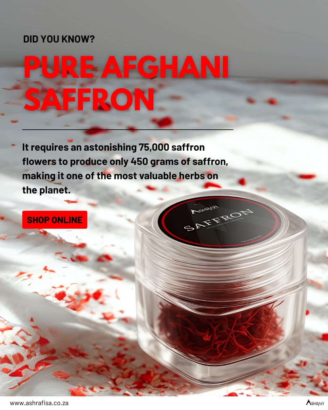 Ashrafi Saffron — Pure, Premium, Natural Saffron for Wellness & Flavor(1 gram)
