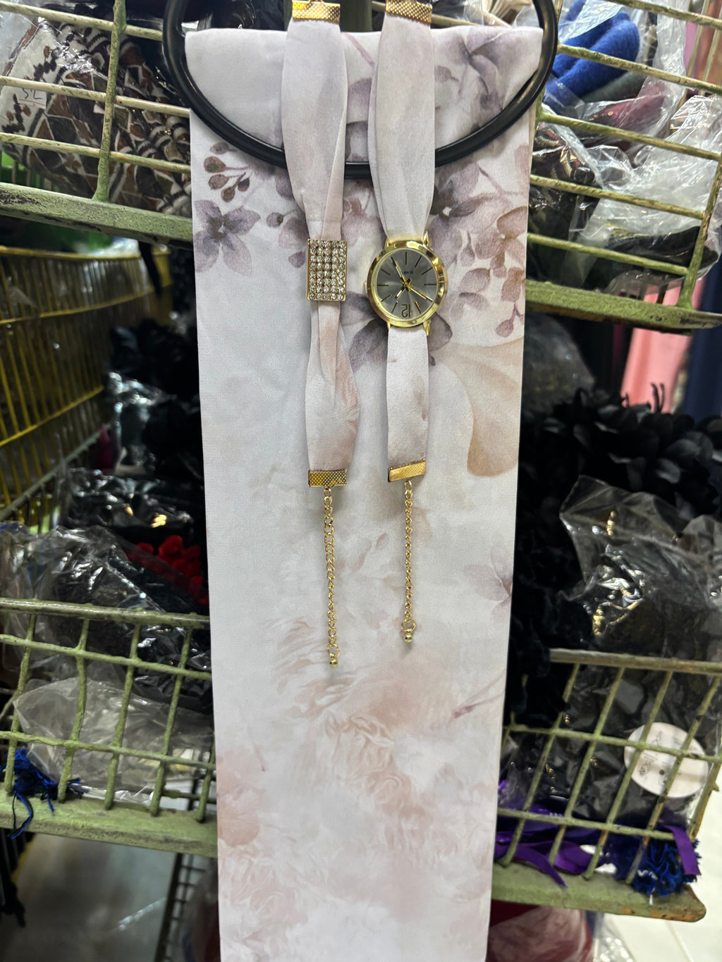 ✨ Floral Chiffon Scarf Watch Set