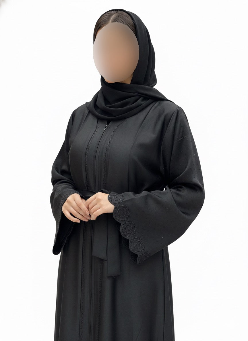 Beaded Zip-Up Abaya