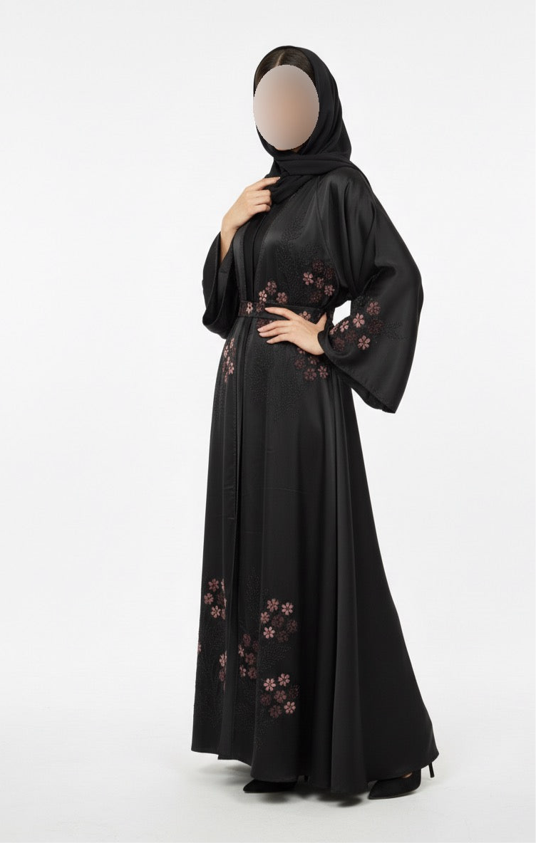 🌸 Midnight Blossom Abaya