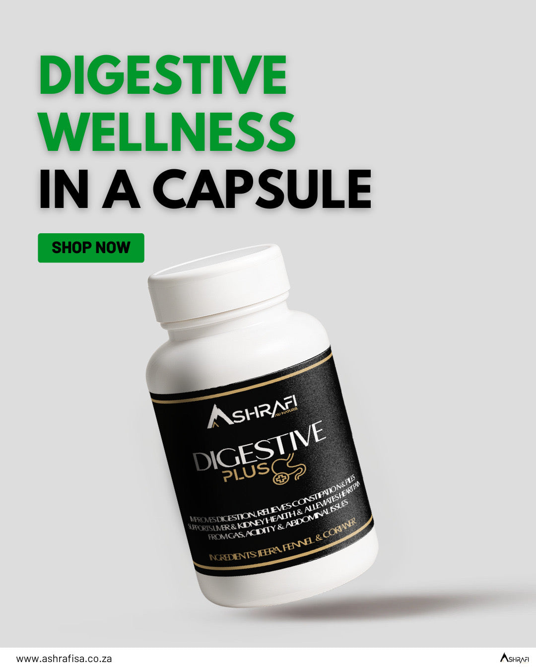 Ashrafi Digestive Plus — Herbal Digestive Support & Gut Balance (70 capsules)