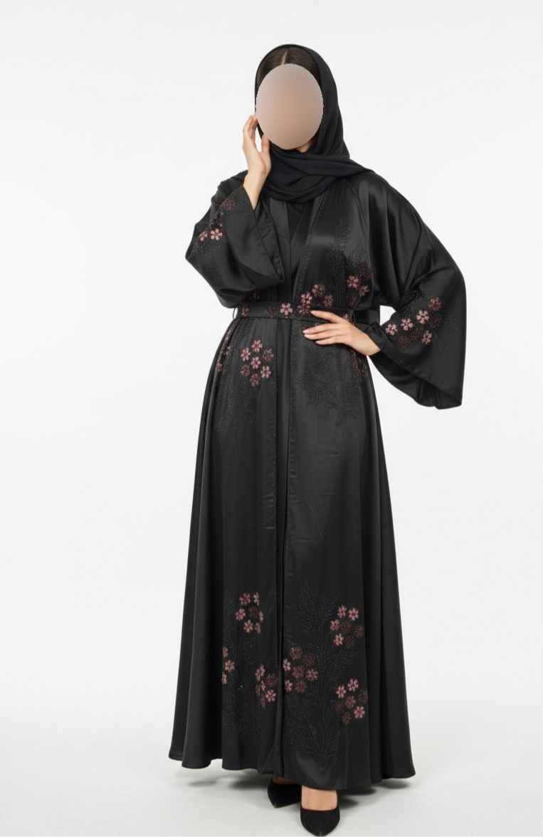 🌸 Midnight Blossom Abaya