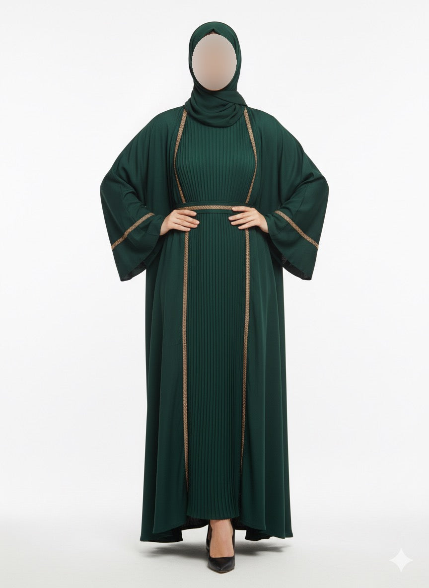 Two-Piece Elegance Abaya Set – Inner & Flowing Outer