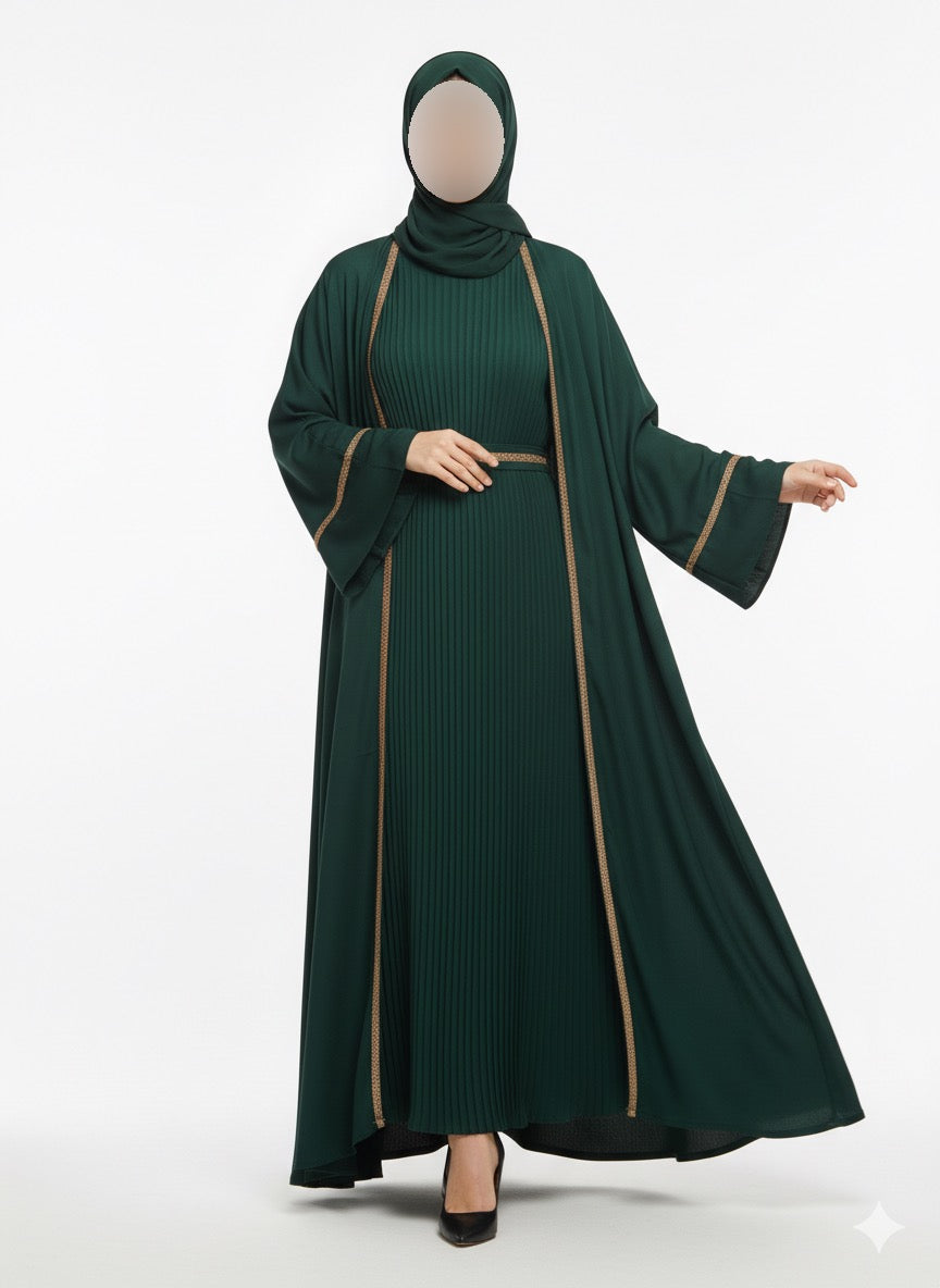 Two-Piece Elegance Abaya Set – Inner & Flowing Outer