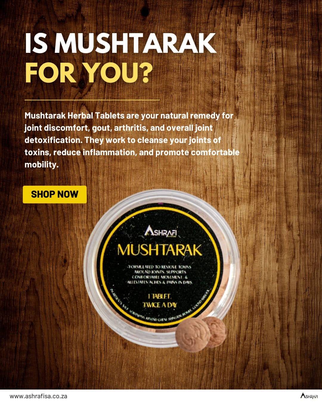 Ashrafi Mushtarak Herbal 15 Tablets — Natural Joint & Mobility Support