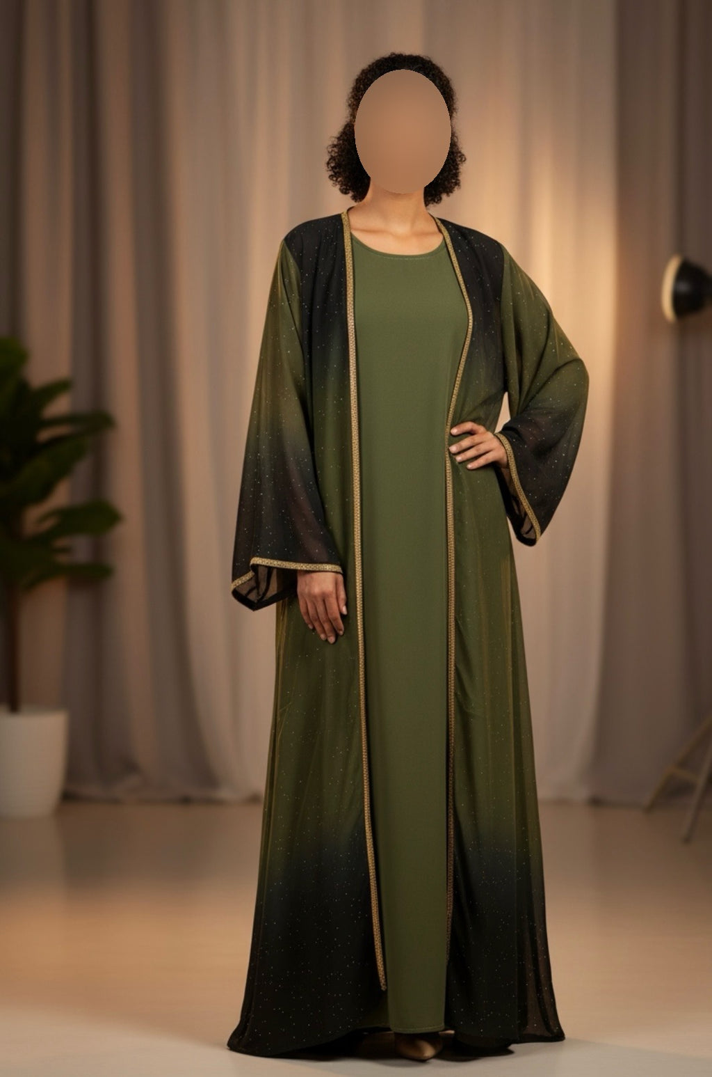 Elegant Two-Tone Abaya Set