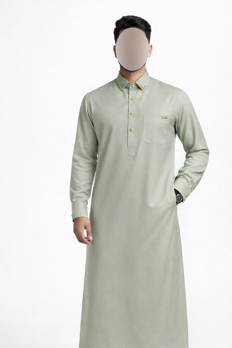 Sage Green Gold Detail Eid Kurta